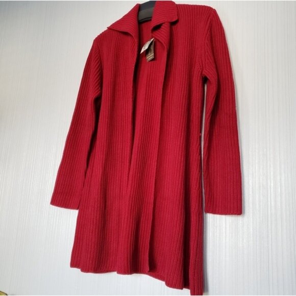 Caslon Dark Red Cable Knit Cardigan, Long, sz L - Picture 3 of 9